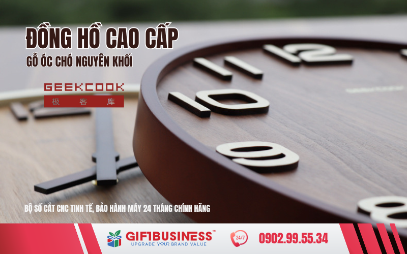 đồng hồ treo tường số nổi 3d in logo